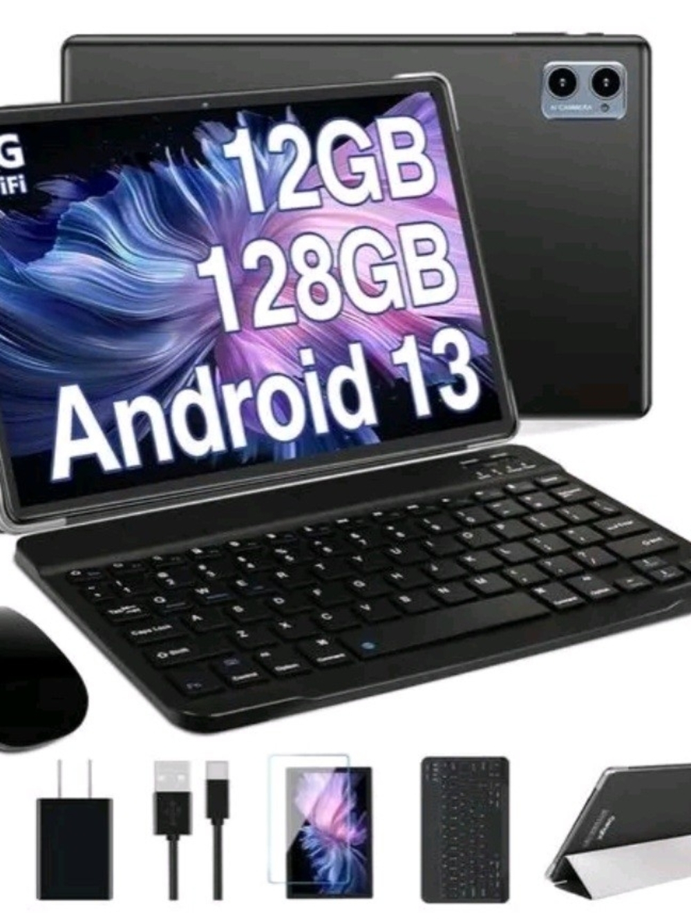 [Brand New] Android 13 Tablet with Keyboard, Mouse, Case, Charger, 12GB/128GB